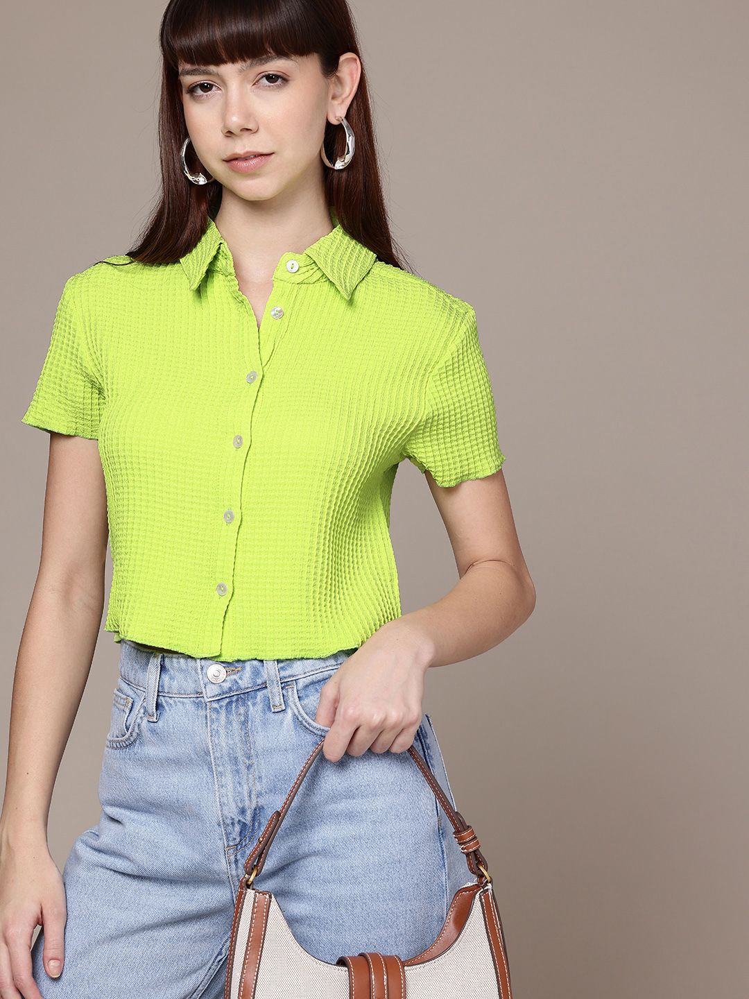 Freehand Women Regular Fit Textured Casual Shirt