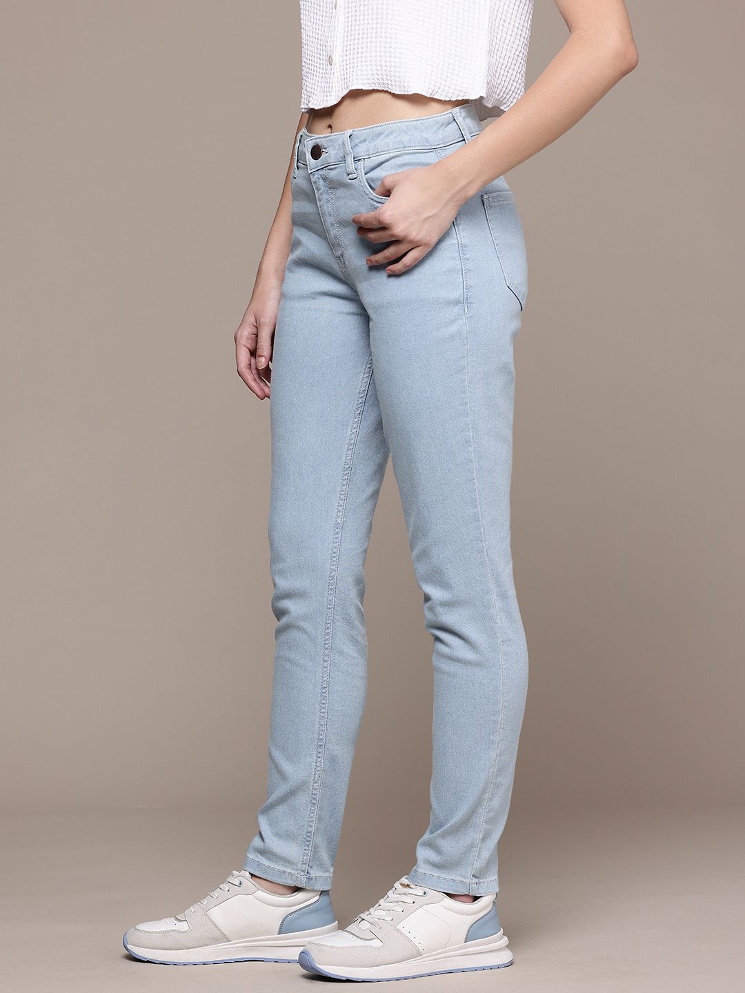 Women's Blue Slim Fit Vintage Jeans