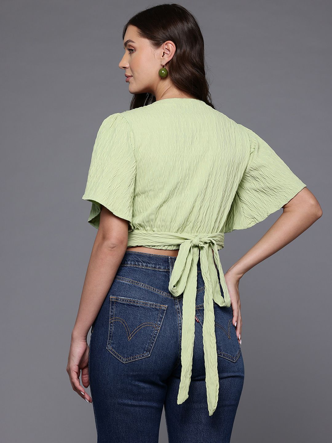 Women's Regular Fit Textured Wrap Top