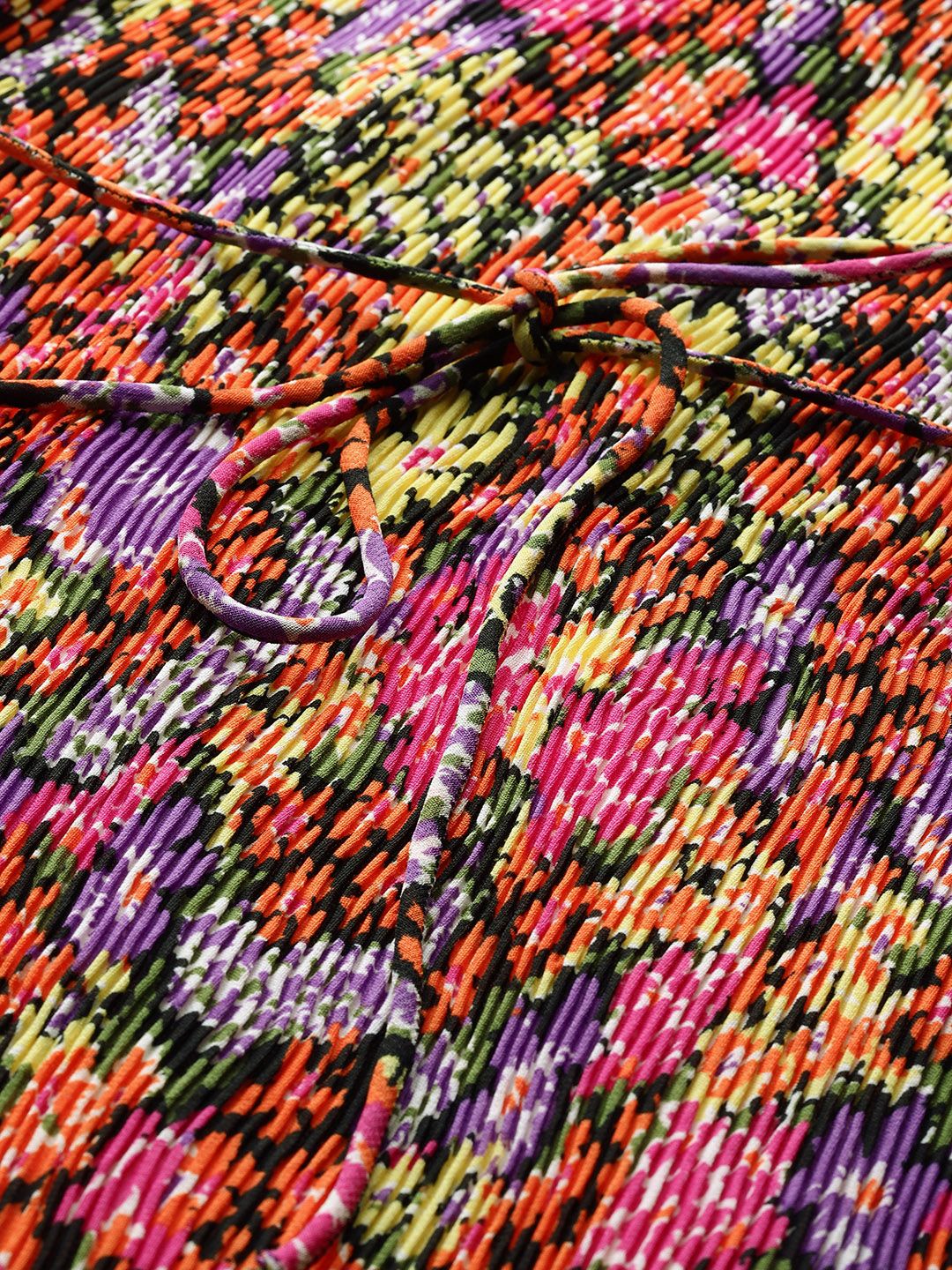 Freehand Multicolor Relaxed Fit Floral Pleated Dress