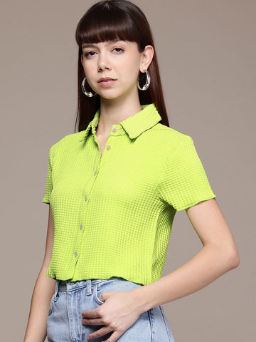 Freehand Women Regular Fit Textured Casual Shirt