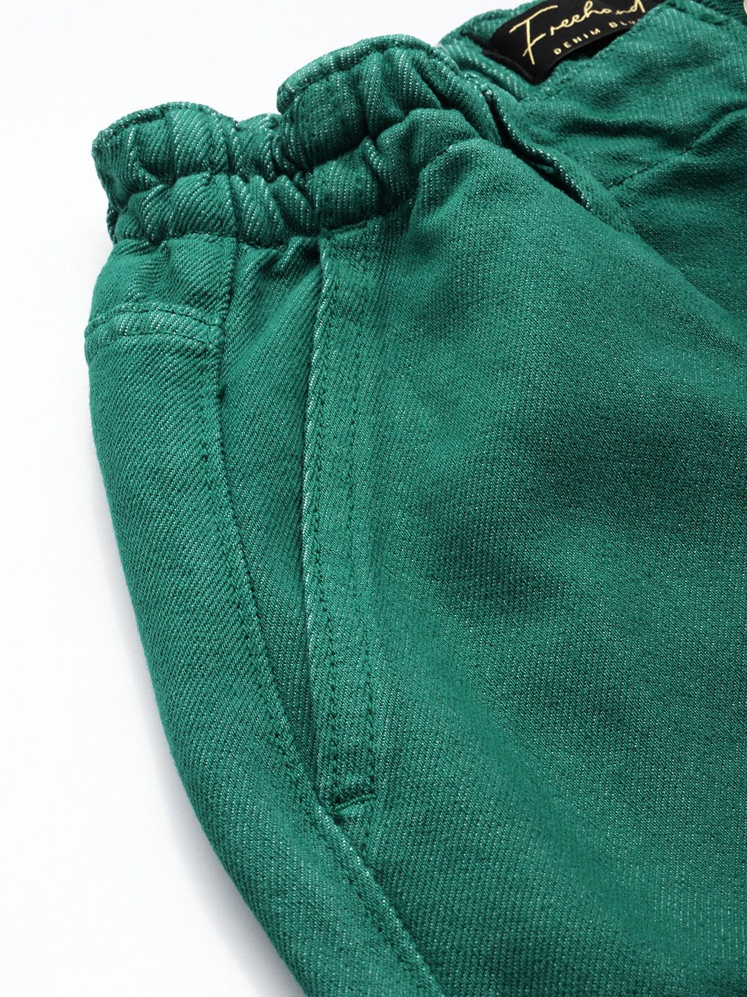 Women's Green Wide Leg Fit Utility Jeans