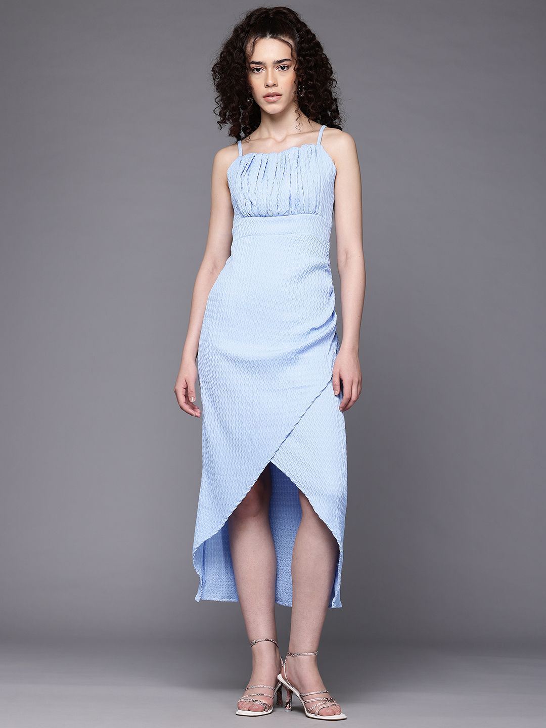 Freehand Women Fitted Textured Gathered Dress