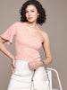 Women's Fitted Textured One Shoulder Top