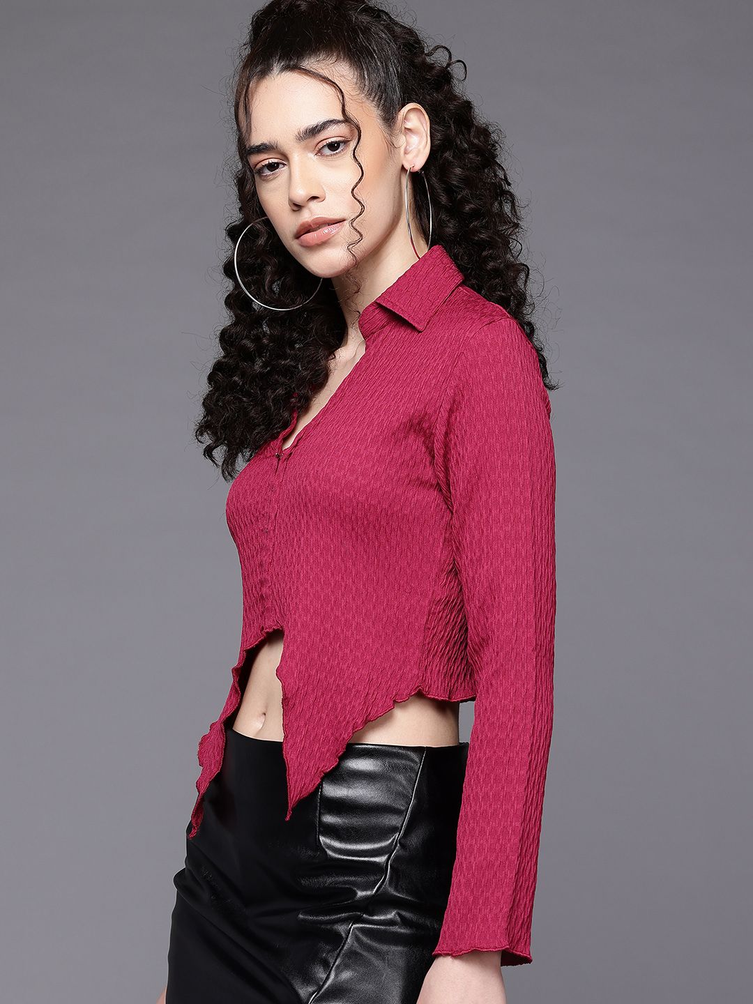 Freehand Women Regular Fit Textured Casual Shirt