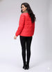 Women's Red Relaxed Fit Solid Puffer Jacket